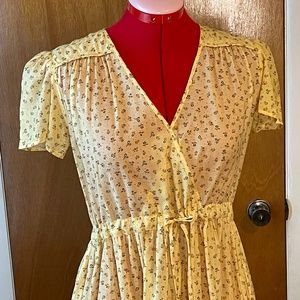 Gently Used Christy Dawn Dawn Dress in Golden Pollinator Garden Silk Cotton, XS